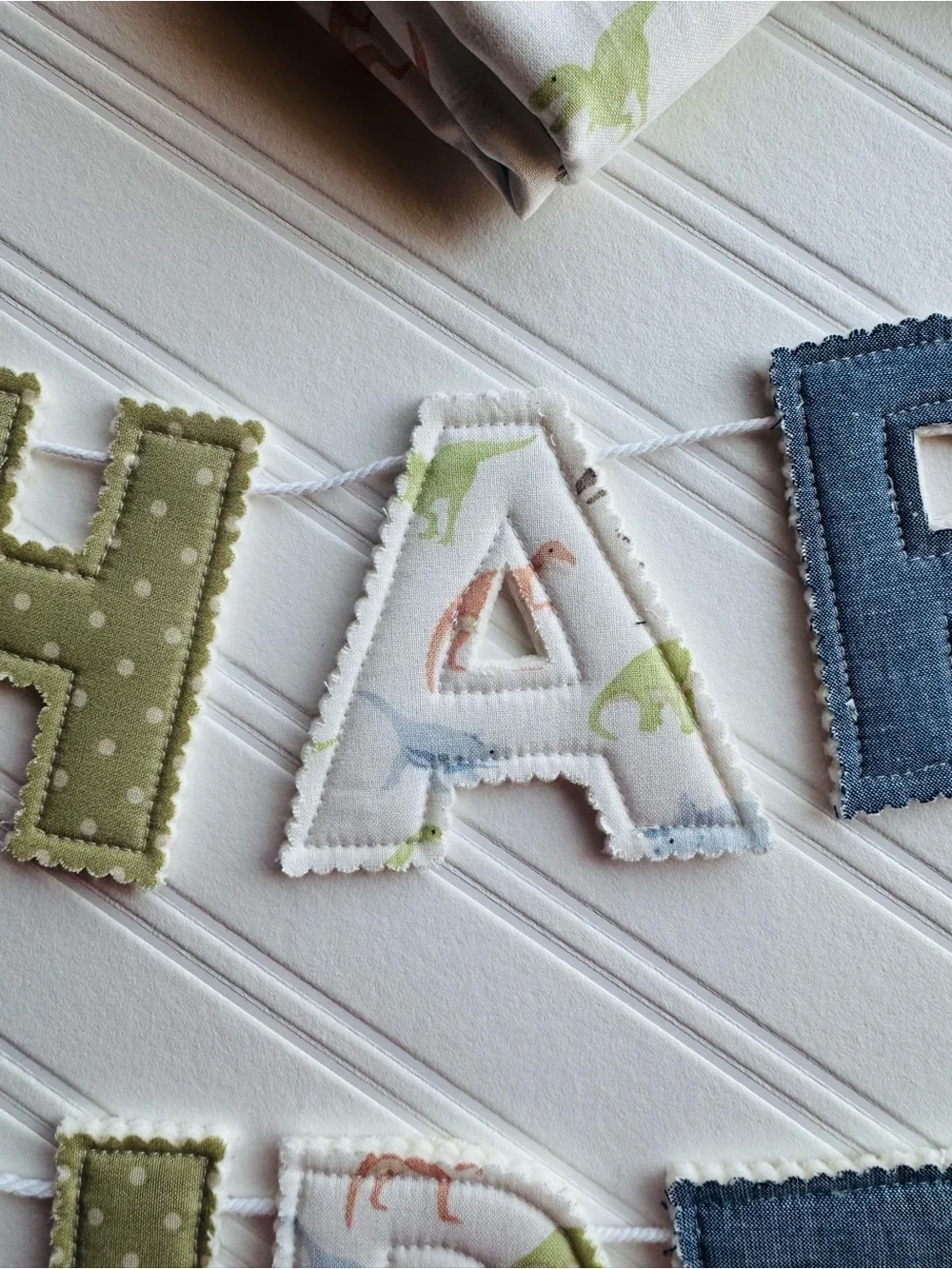 Happy Birthday Fabric Letter Banner - Green, Blue, White